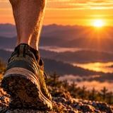 Be Shepherd logo mark: a boot climbing a rocky summit toward a rising sun